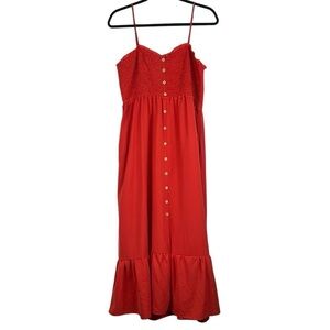 Dokotoo Rust Button Smocked Summer Vacation Travel Spaghetti Strap Maxi Dress XL